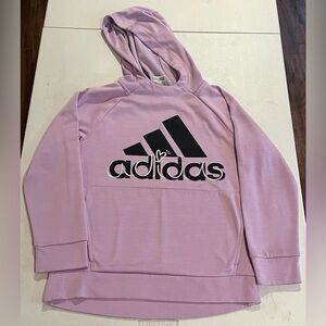 Adidas Girls Light Purple Hoodie with Black Logo, Size Medium (10/12)